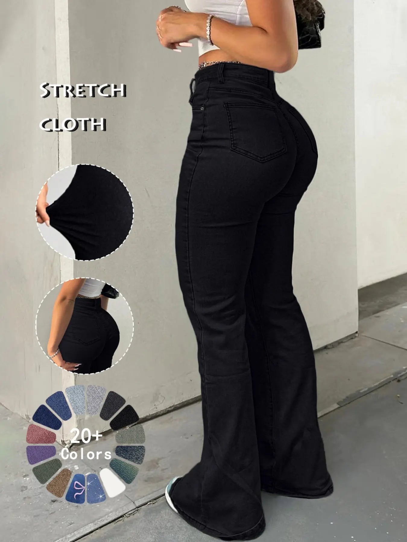 High Waist Flare Leg Jeans - Kardashian Style