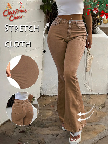 High Waist Flare Leg Jeans - Kardashian Style