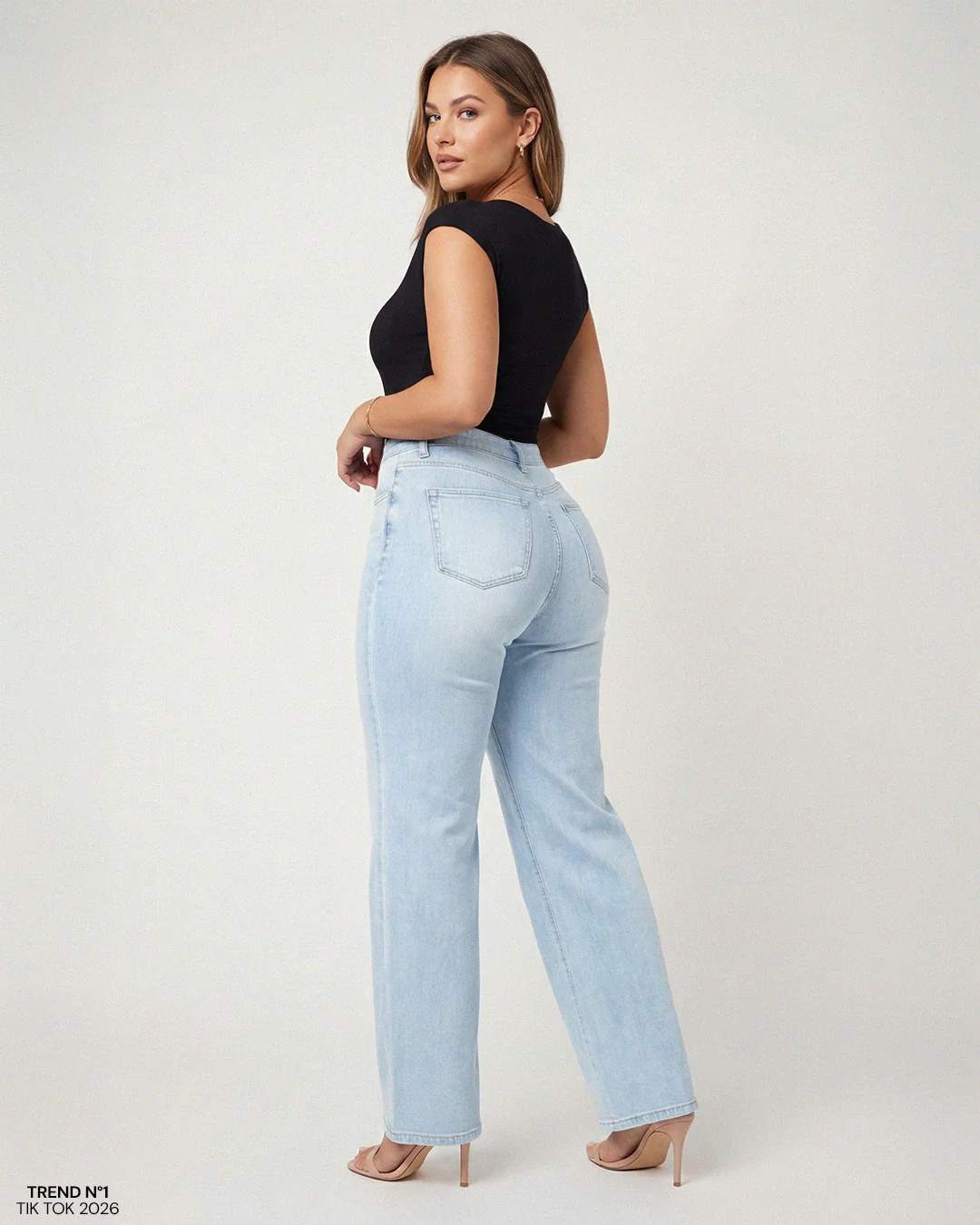 Novalia BBL Baggy Jeans - High Stretch Tummy Control Wide Leg Denim