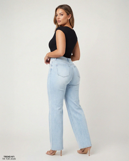 Novalia BBL Baggy Jeans - High Stretch Tummy Control Wide Leg Denim
