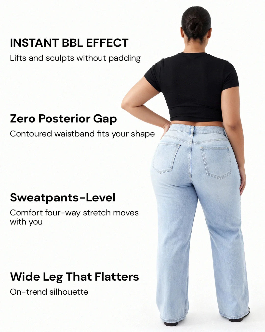 Novalia BBL Baggy Jeans - High Stretch Tummy Control Wide Leg Denim
