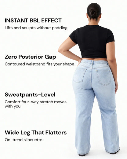 Novalia BBL Baggy Jeans - High Stretch Tummy Control Wide Leg Denim