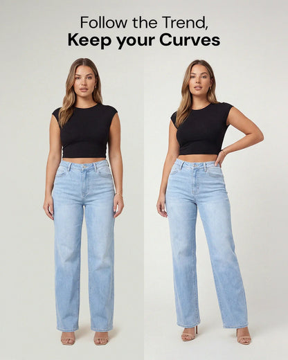 Novalia BBL Baggy Jeans - High Stretch Tummy Control Wide Leg Denim
