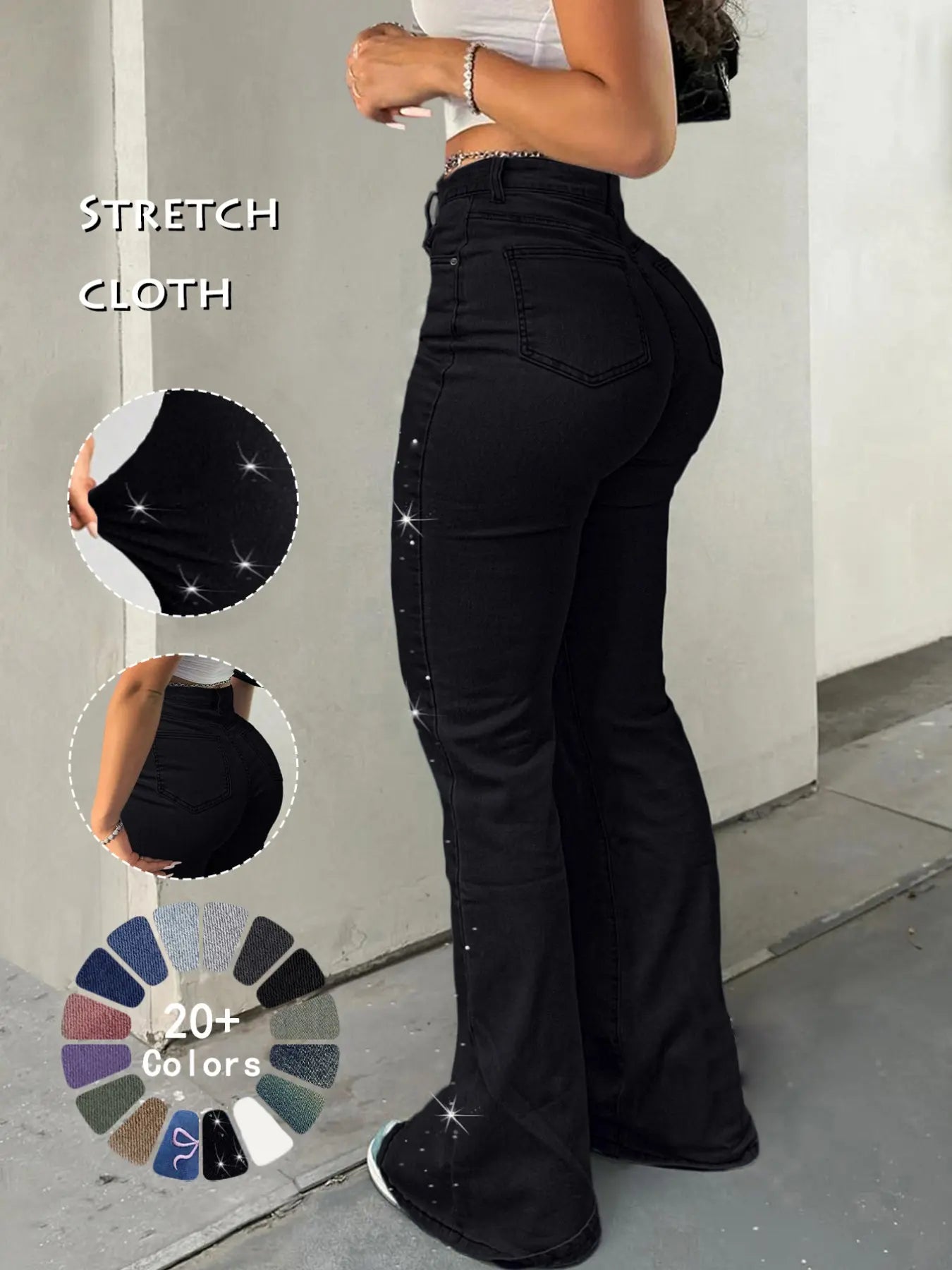 High Waist Flare Leg Jeans - Kardashian Style