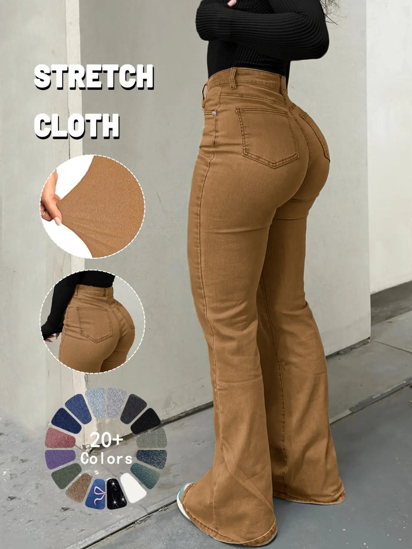 High Waist Flare Leg Jeans - Kardashian Style