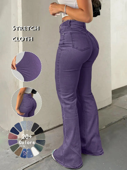High Waist Flare Leg Jeans - Kardashian Style