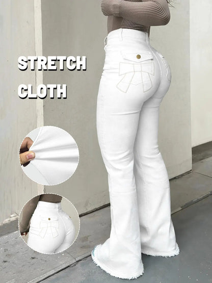 High Waist Flare Leg Jeans - Kardashian Style