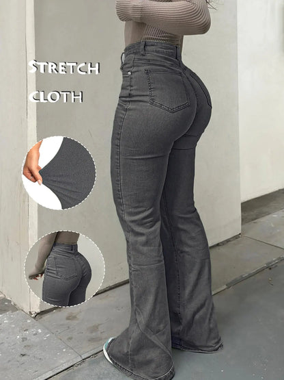 High Waist Flare Leg Jeans - Kardashian Style