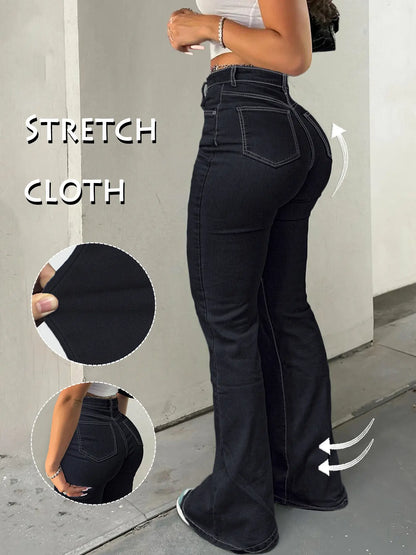 High Waist Flare Leg Jeans - Kardashian Style