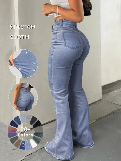 High Waist Flare Leg Jeans - Kardashian Style