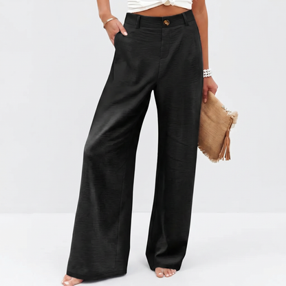 Novalia™ Cotton Linen Pants Casual Button Up High Waisted Wide Leg