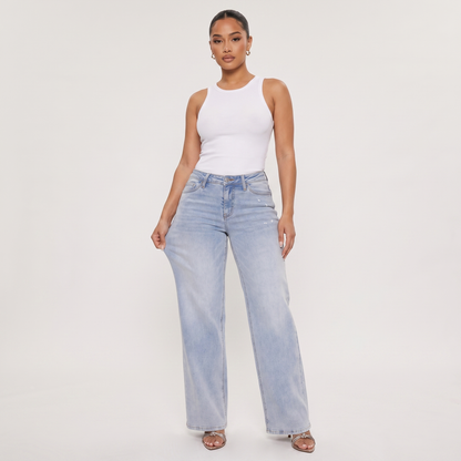 Novalia™ BBL Baggy Jeans — High Stretch Tummy Control Wide Leg Denim