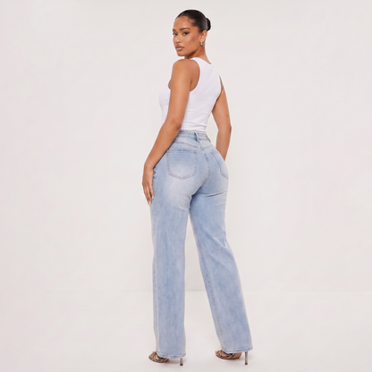 Novalia™ BBL Baggy Jeans — High Stretch Tummy Control Wide Leg Denim