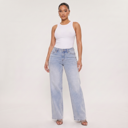 Novalia™ BBL Baggy Jeans — High Stretch Tummy Control Wide Leg Denim