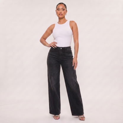 Novalia™ BBL Baggy Jeans — High Stretch Tummy Control Wide Leg Denim