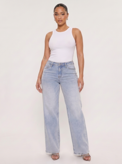 Novalia™ BBL Baggy Jeans - High Stretch Tummy Control Wide Leg Denim
