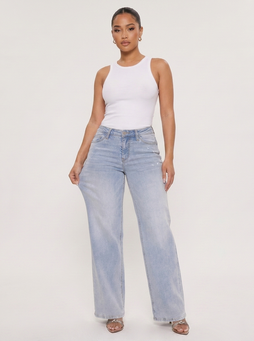 Novalia™ BBL Baggy Jeans - High Stretch Tummy Control Wide Leg Denim