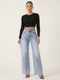 Novalia™ BBL Stretch Denim - High Rise Wide Leg Raw Hem Jeans