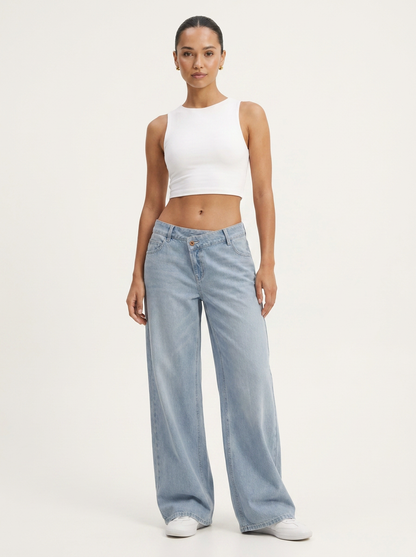 Novalia™ Low Rise Asymmetric Wide Leg Jeans