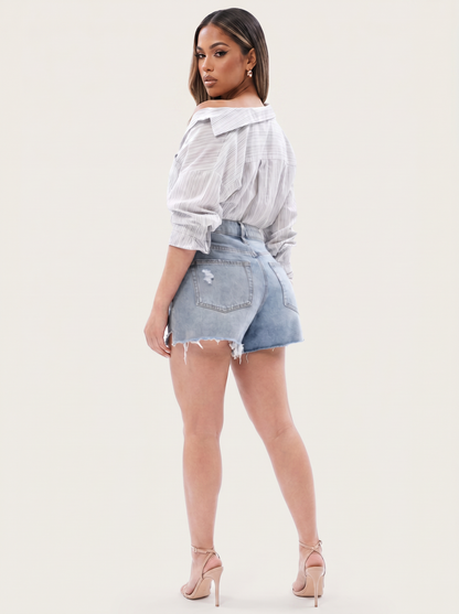 Novalia™ High Waist Ripped Denim Shorts